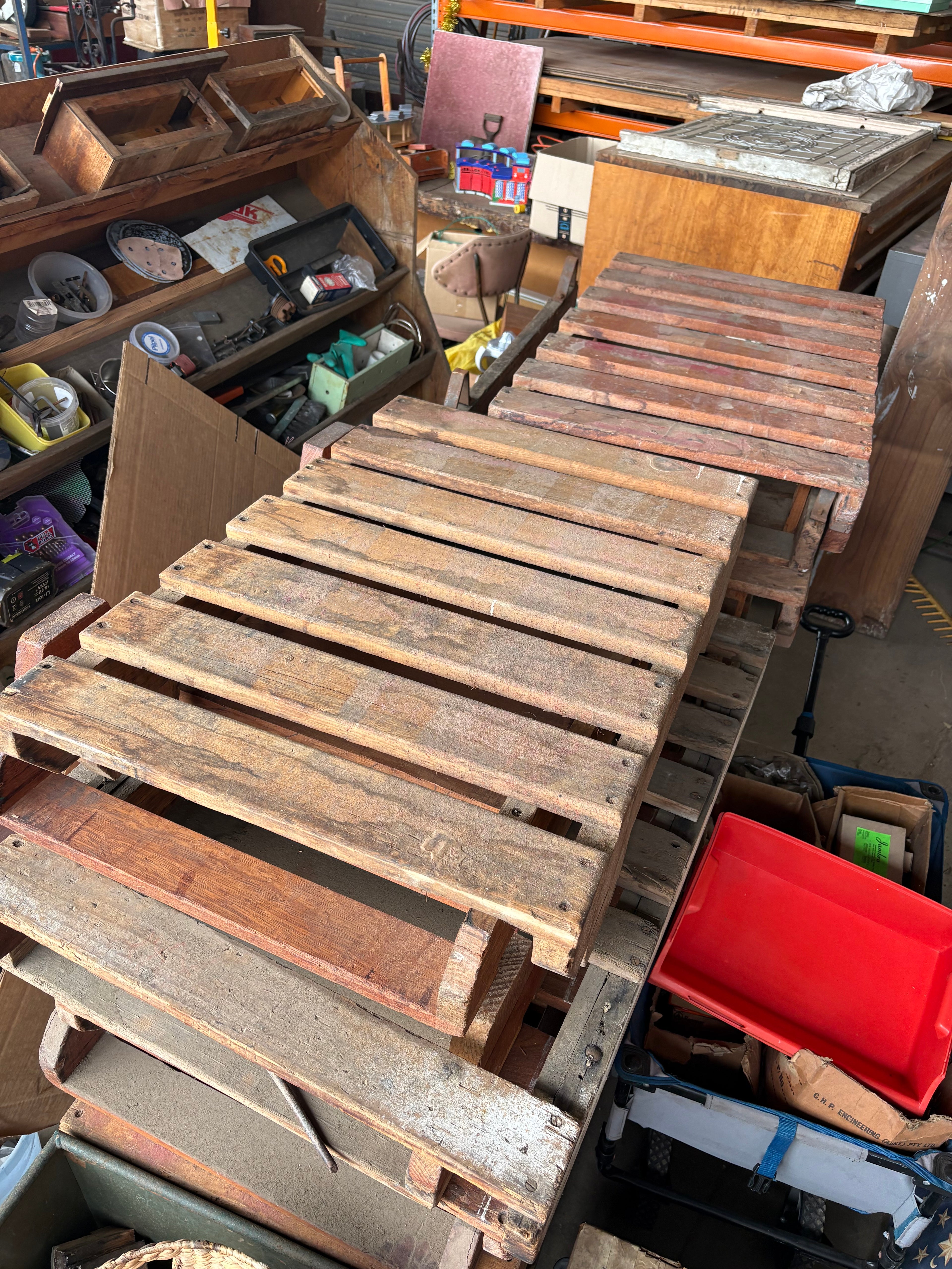 Vintage solid timber pallets