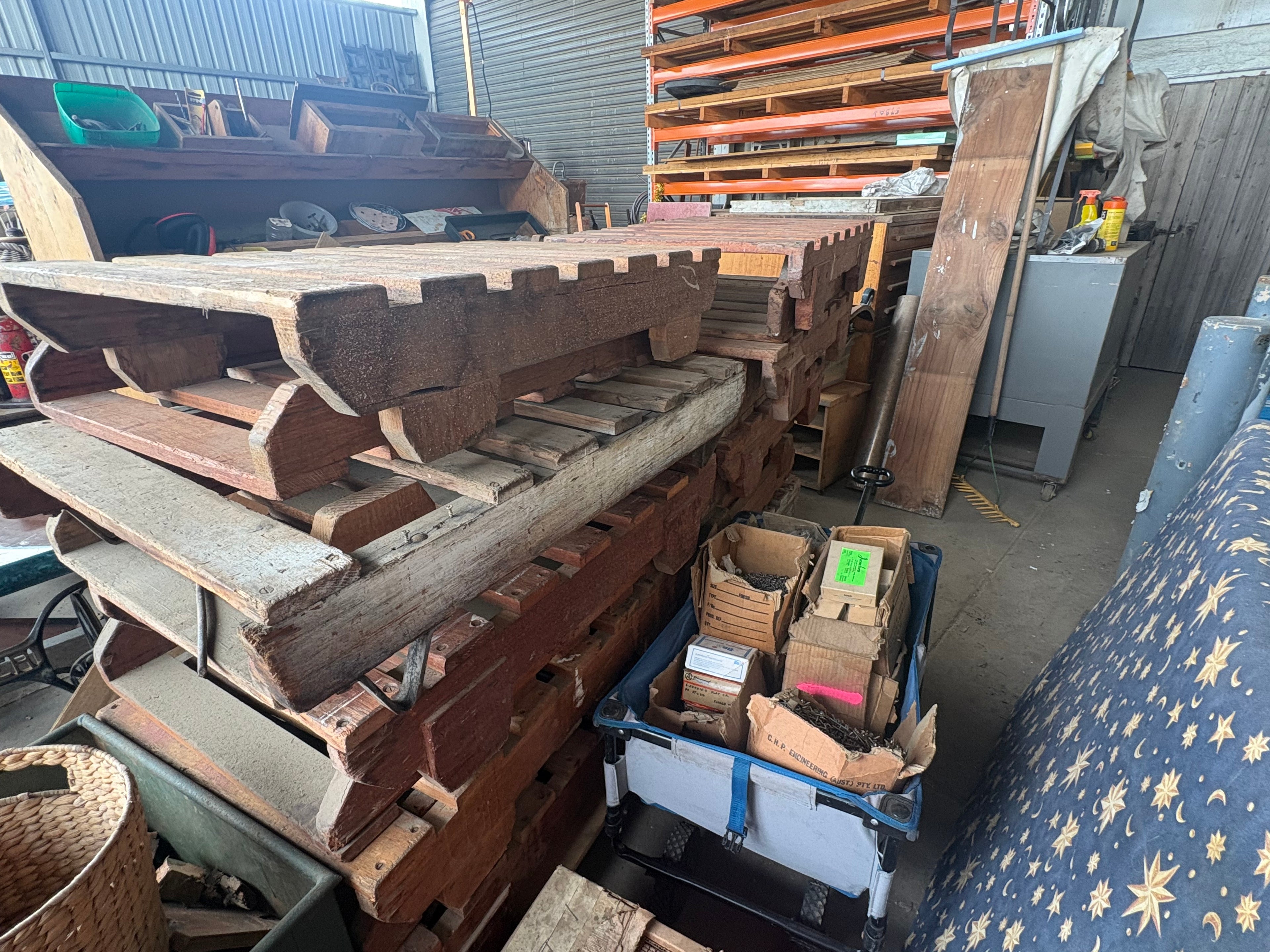 Vintage solid timber pallets
