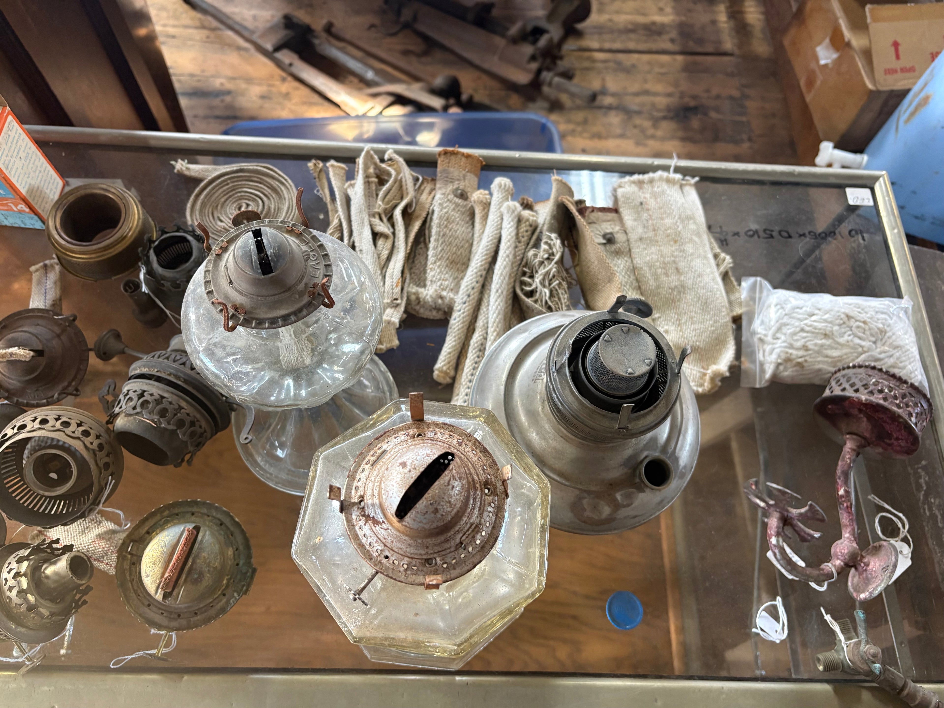 Vintage oil lamps and parts