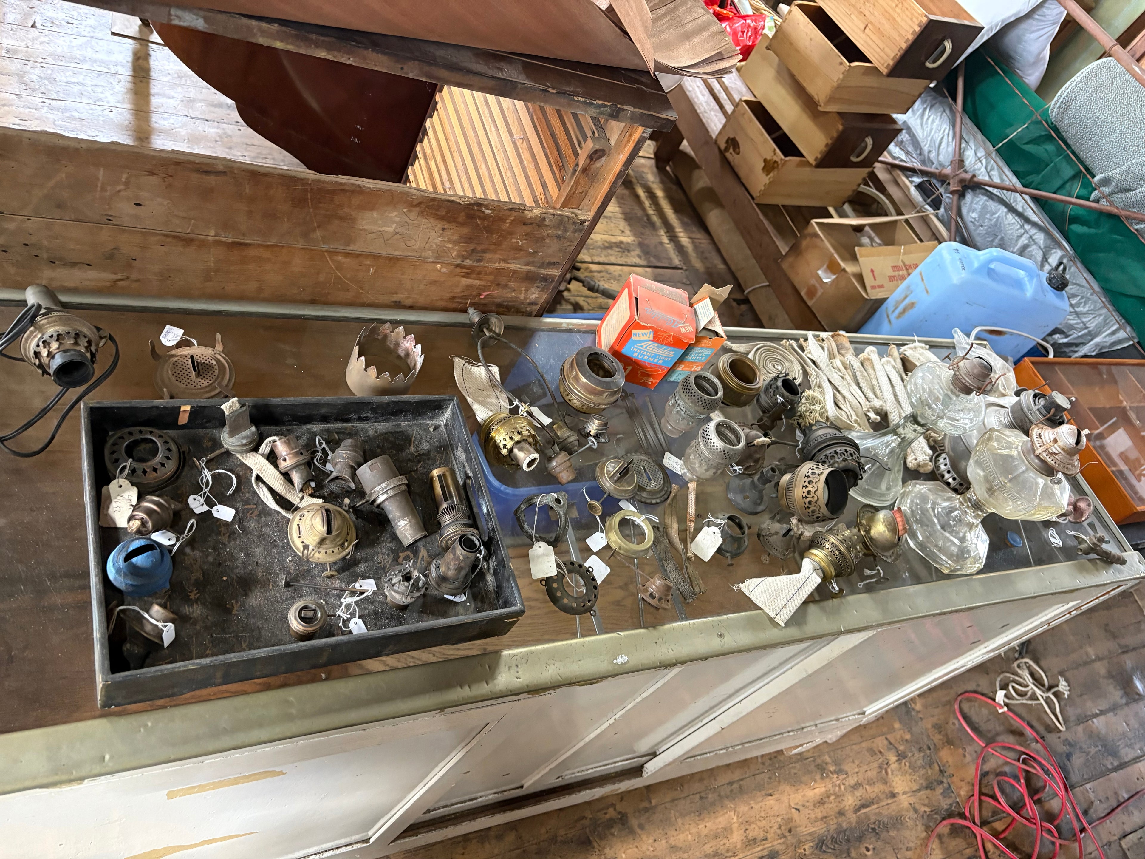 Vintage oil lamp parts per piece