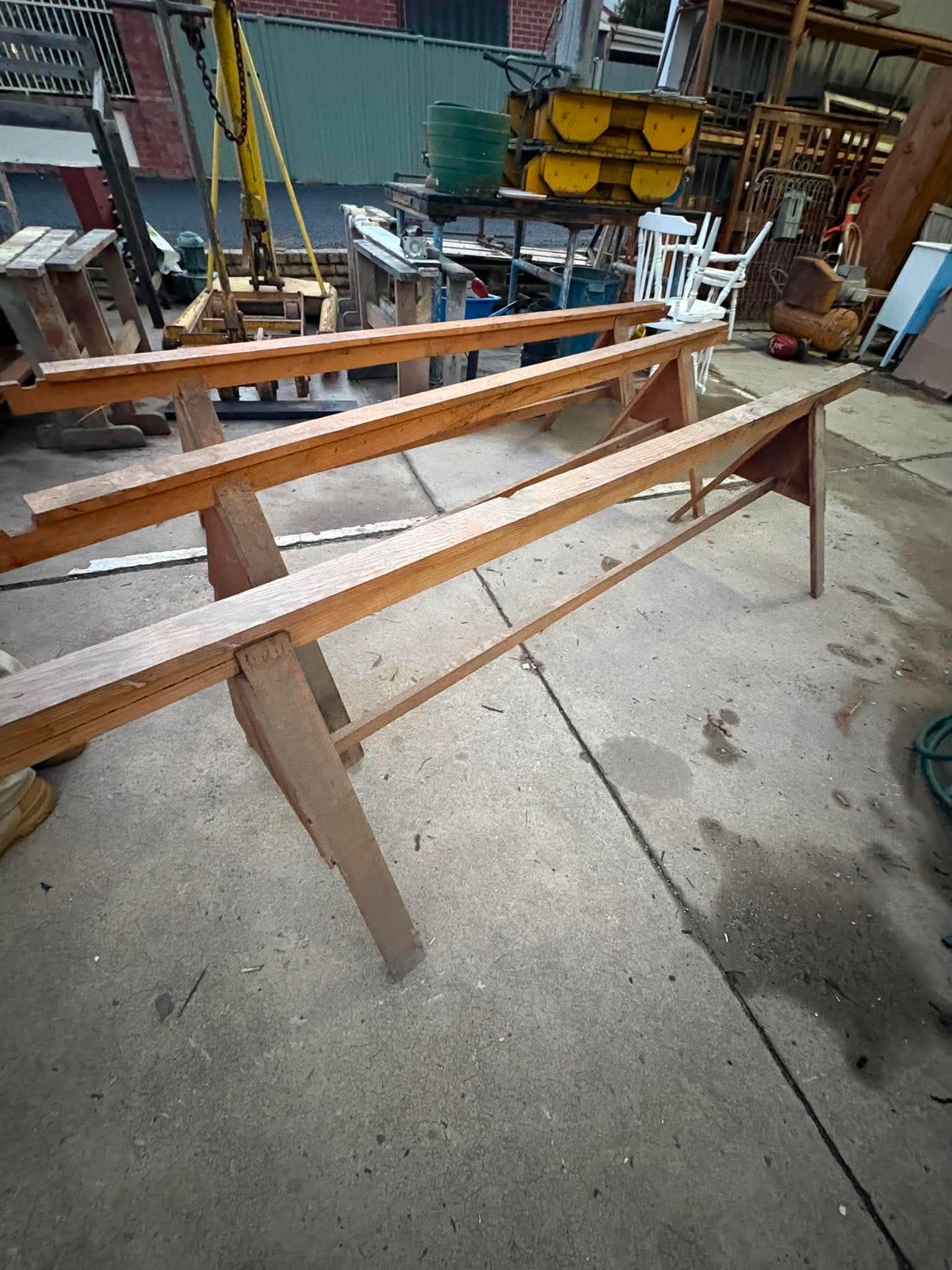 Handmade long sawhorse trestles